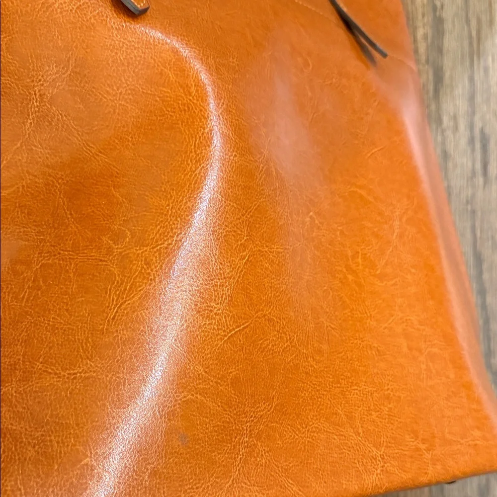 Kattee Cognac Brown Leather Tote Bag - Picture 6 of 14